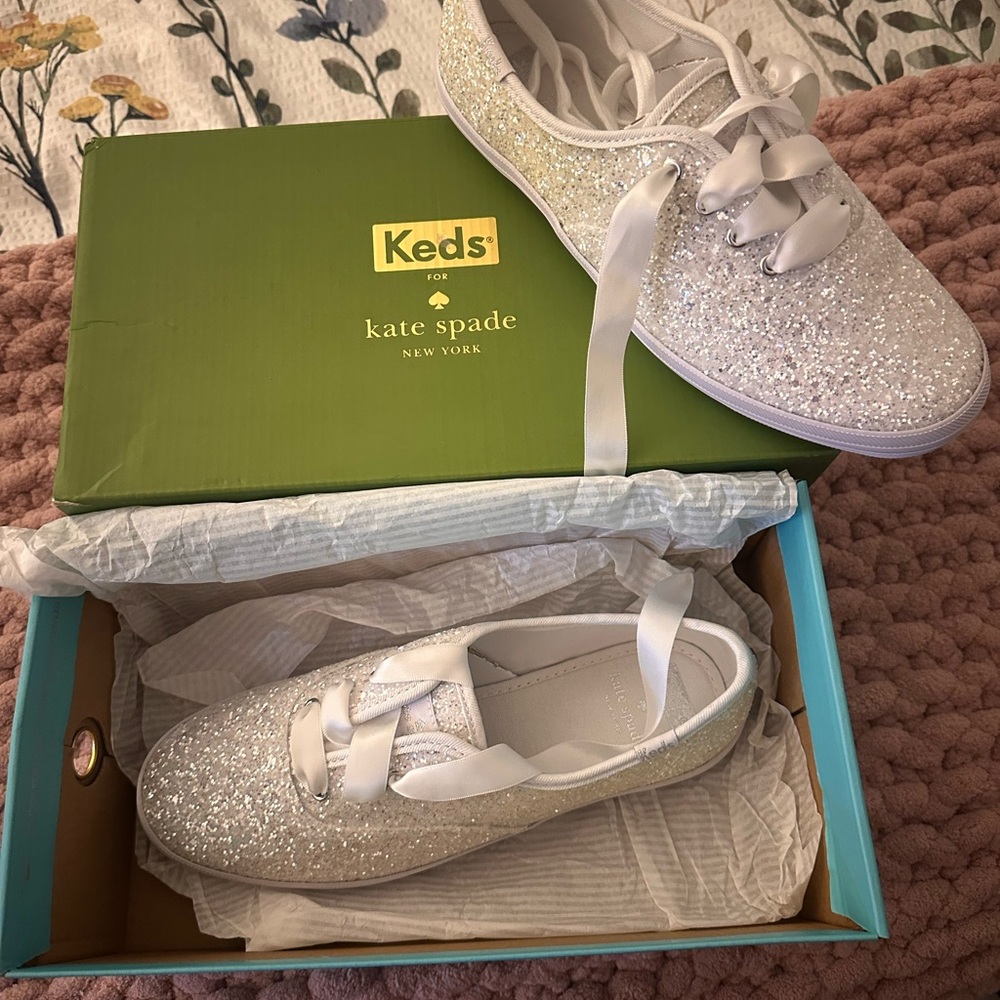 Keds x Kate Spade Glitter Sneakers - White